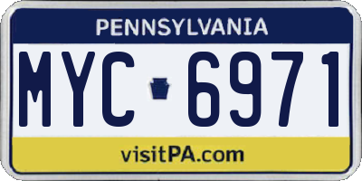 PA license plate MYC6971