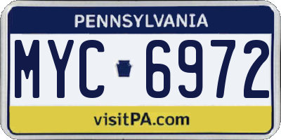 PA license plate MYC6972