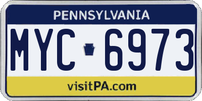 PA license plate MYC6973