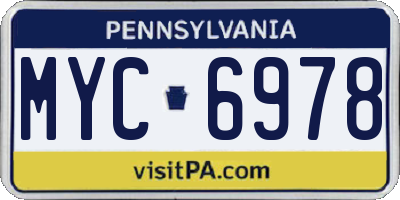 PA license plate MYC6978