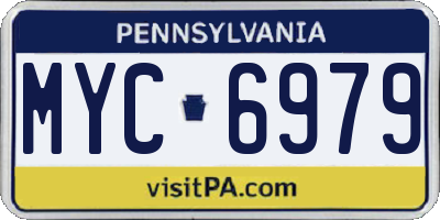 PA license plate MYC6979