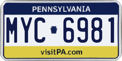 PA license plate MYC6981