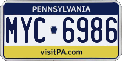 PA license plate MYC6986