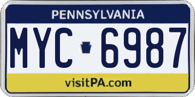 PA license plate MYC6987