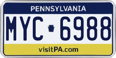PA license plate MYC6988