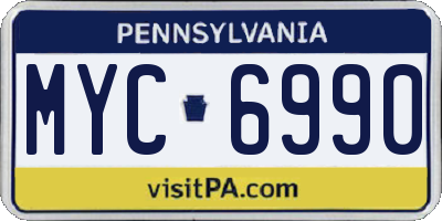 PA license plate MYC6990