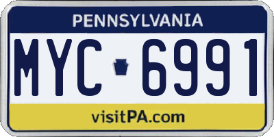 PA license plate MYC6991