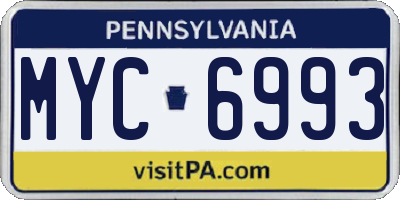 PA license plate MYC6993