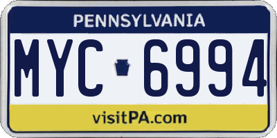 PA license plate MYC6994