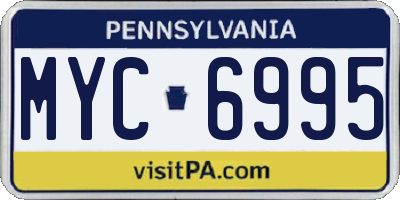 PA license plate MYC6995