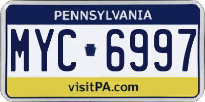 PA license plate MYC6997