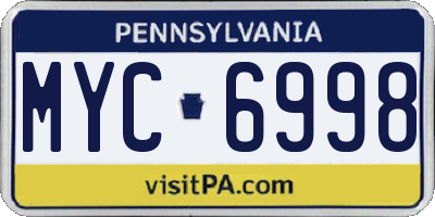 PA license plate MYC6998