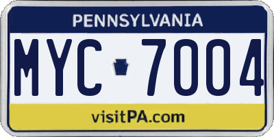 PA license plate MYC7004