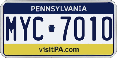 PA license plate MYC7010