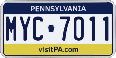 PA license plate MYC7011