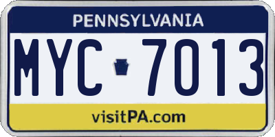 PA license plate MYC7013
