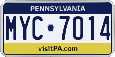 PA license plate MYC7014