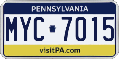 PA license plate MYC7015