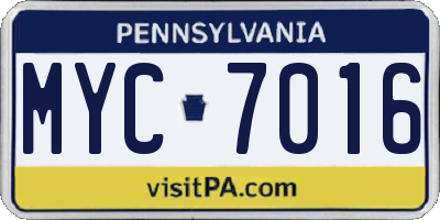 PA license plate MYC7016