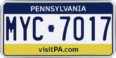 PA license plate MYC7017