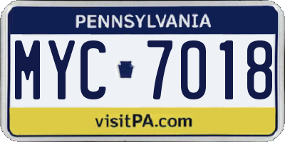 PA license plate MYC7018