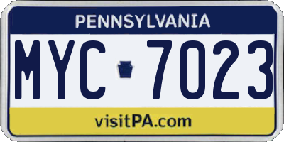PA license plate MYC7023