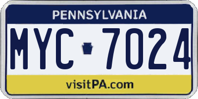 PA license plate MYC7024