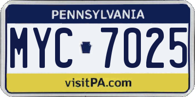 PA license plate MYC7025