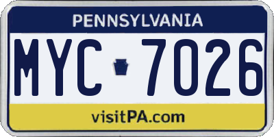 PA license plate MYC7026