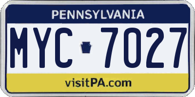 PA license plate MYC7027
