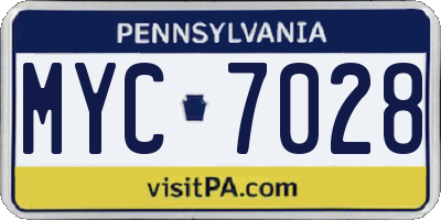 PA license plate MYC7028