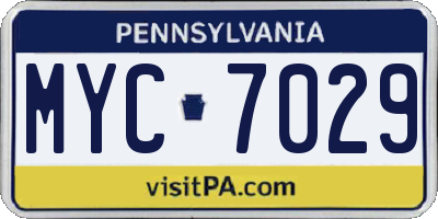 PA license plate MYC7029