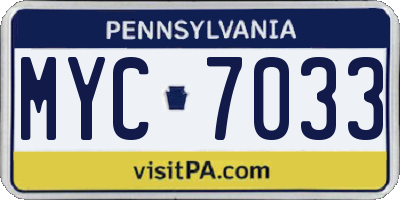 PA license plate MYC7033
