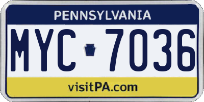 PA license plate MYC7036