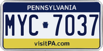 PA license plate MYC7037