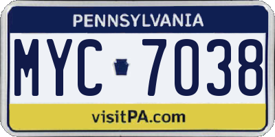 PA license plate MYC7038