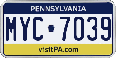 PA license plate MYC7039