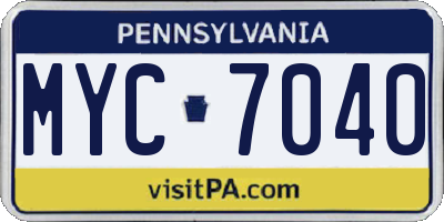 PA license plate MYC7040