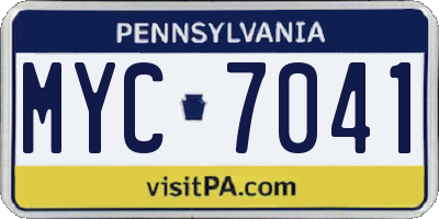 PA license plate MYC7041