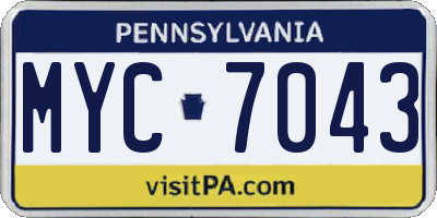 PA license plate MYC7043