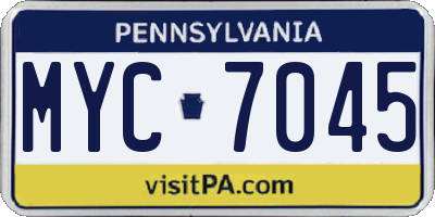 PA license plate MYC7045