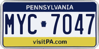 PA license plate MYC7047