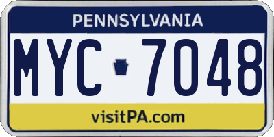 PA license plate MYC7048