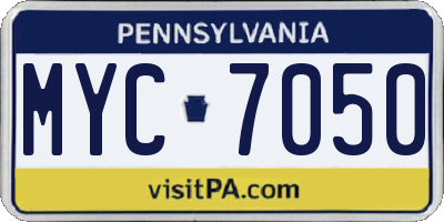 PA license plate MYC7050