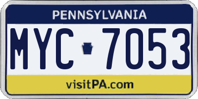 PA license plate MYC7053