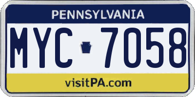PA license plate MYC7058