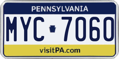 PA license plate MYC7060