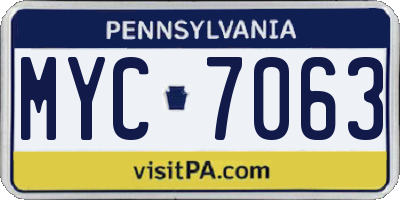 PA license plate MYC7063