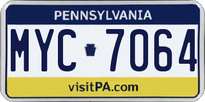 PA license plate MYC7064