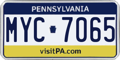 PA license plate MYC7065